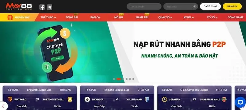 Hướng dẫn nạp tiền may88 qua binance